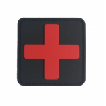 Шеврон Крест красный медика , фон черный PVC